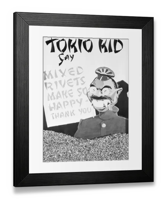 Framed Print : World War II Poster with Japanese Caricature