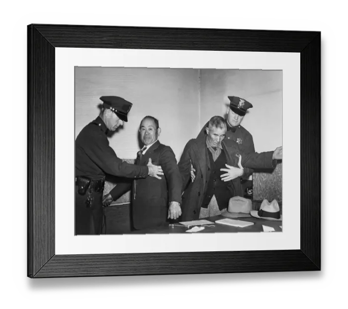 Framed Print : Sheriffs Searching Two Japanese Men Framed Print : Sheriffs Searching Two Japanese Men