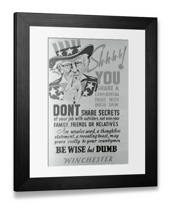 Framed Print : Poster Cautioning Employees Framed Print : Poster Cautioning Employees