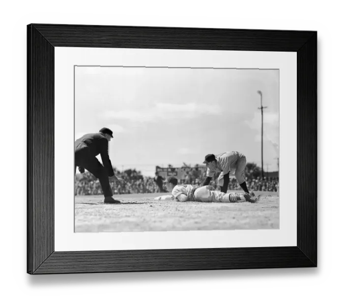 Framed Print : Stan Musial Sliding Safely into Third Base