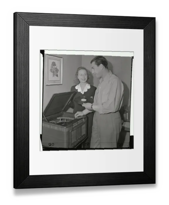 Framed Print : Artie Shaw and New Wife Listening to Phonograph Framed Print : Artie Shaw and New Wife Listening to Phonograph