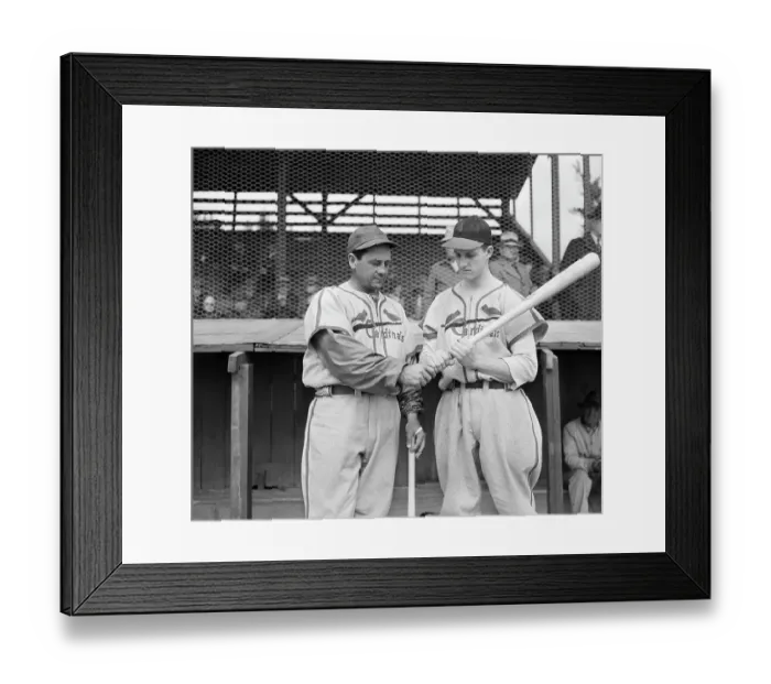 Framed Print : Stan Musial Showing Catcher His Bat Grip Framed Print : Stan Musial Showing Catcher His Bat Grip