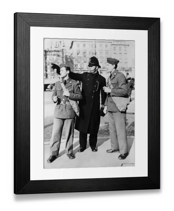Framed Print : Soldiers Get Directions From Policeman Framed Print : Soldiers Get Directions From Policeman