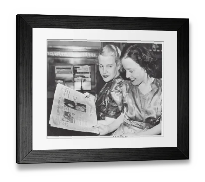 Framed Print : Siamese Twins Daisy and Violet Hilton Reading Newspaper Framed Print : Siamese Twins Daisy and Violet Hilton Reading Newspaper