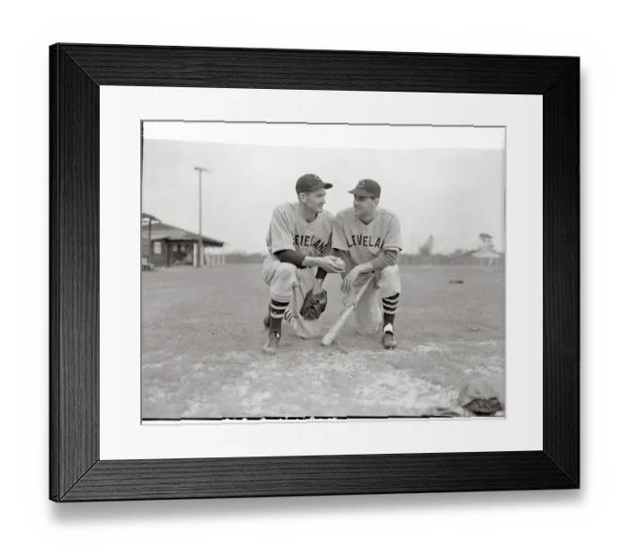Framed Print : Vernon Kennedy and Lou Boudreau Kneeling and Conversing on Field Framed Print : Vernon Kennedy and Lou Boudreau Kneeling and Conversing on Field