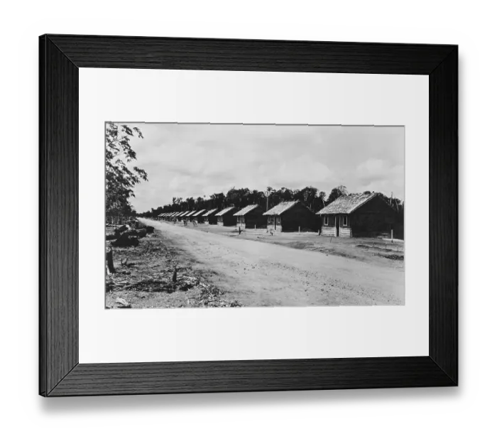 Framed Print : Cottages Lining Dirt Road Framed Print : Cottages Lining Dirt Road