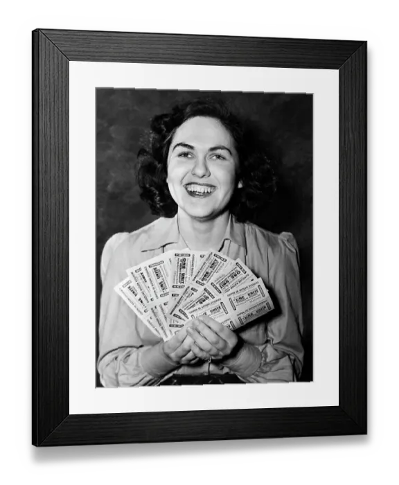 Framed Print : Woman Holding Canadian Gas Ration Coupons Framed Print : Woman Holding Canadian Gas Ration Coupons