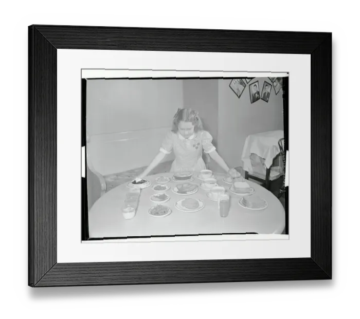 Framed Print : Child Looking at Different Types of Food Framed Print : Child Looking at Different Types of Food
