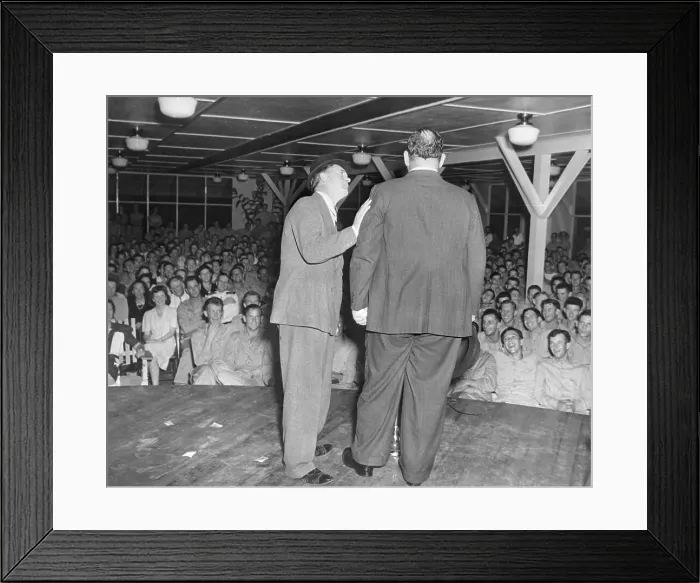 Framed Print : Laurel And Hardy Entertaining Troops Framed Print : Laurel And Hardy Entertaining Troops