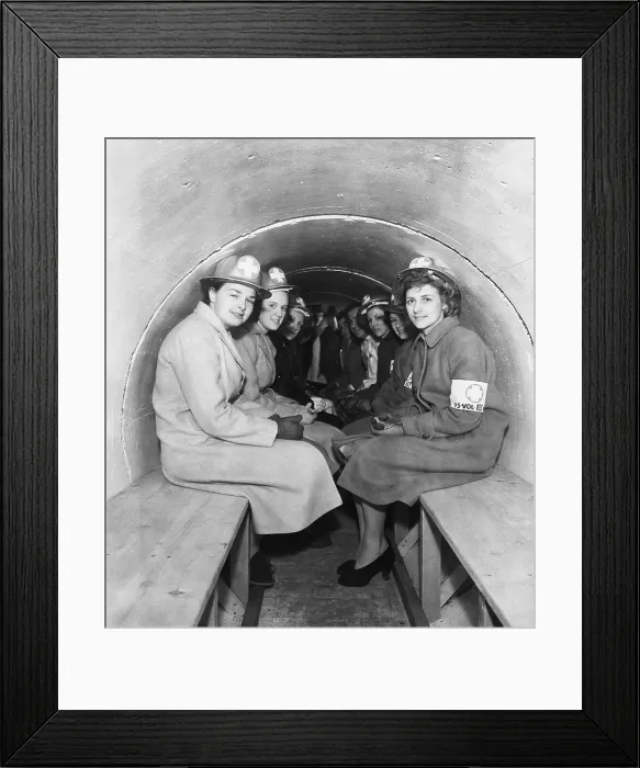 Framed Print : Women Seated In Special Air Raid Shelter Framed Print : Women Seated In Special Air Raid Shelter