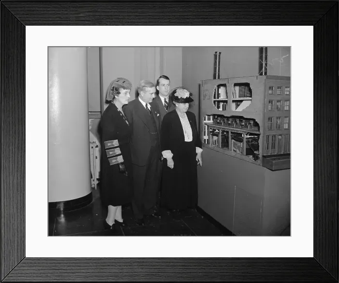 Framed Print : Edison Family with Model of Power Station Framed Print : Edison Family with Model of Power Station