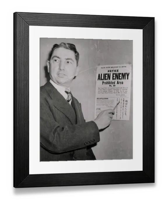 Framed Print : Tom Clark Pointing at Warning Card Framed Print : Tom Clark Pointing at Warning Card