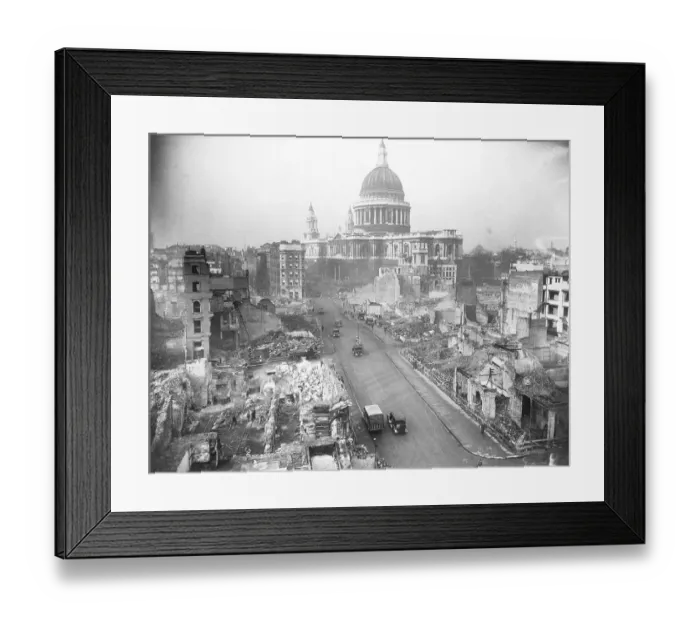 Framed Print : London Street, St. Pauls, After Air Raid Framed Print : London Street, St. Pauls, After Air Raid
