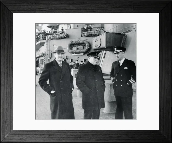 Framed Print : Winston Churchill and Colleagues Aboard the Duke of York Framed Print : Winston Churchill and Colleagues Aboard the Duke of York