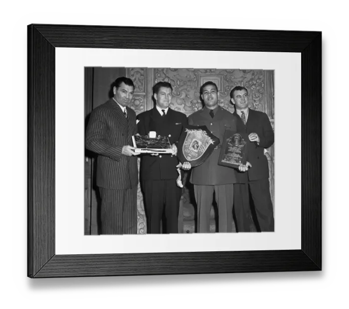 Framed Print : Famous Boxers Posing with Trophies Framed Print : Famous Boxers Posing with Trophies