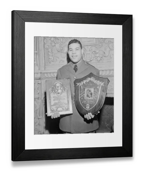 Framed Print : Boxing Champion Joe Louis with Special Sports Awards Framed Print : Boxing Champion Joe Louis with Special Sports Awards