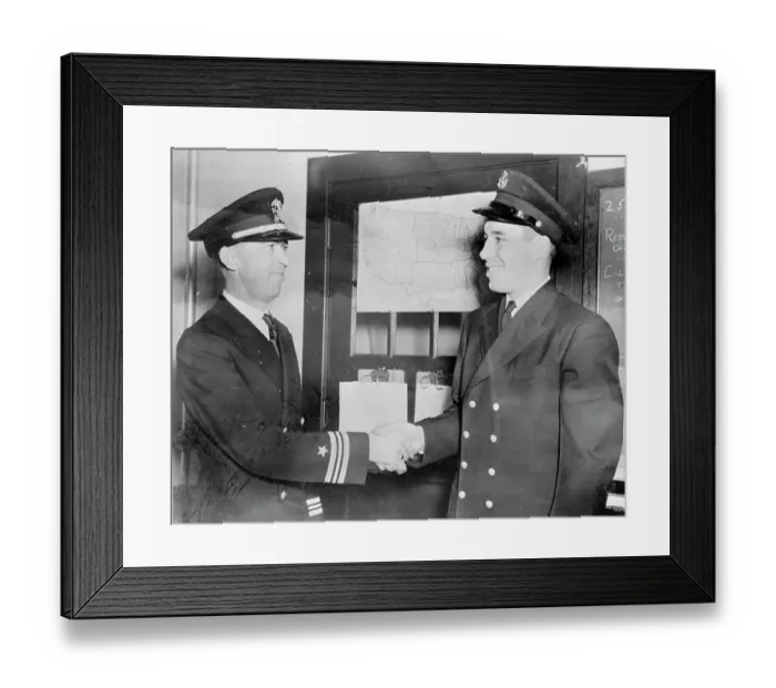 Framed Print : Baseball Favorite Robert W. Feller Being Greeted as Navy Man Framed Print : Baseball Favorite Robert W. Feller Being Greeted as Navy Man