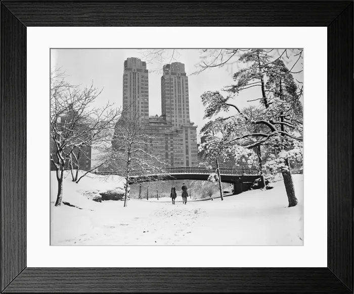 Framed Print : Equestrians Riding in Central Park in Winter