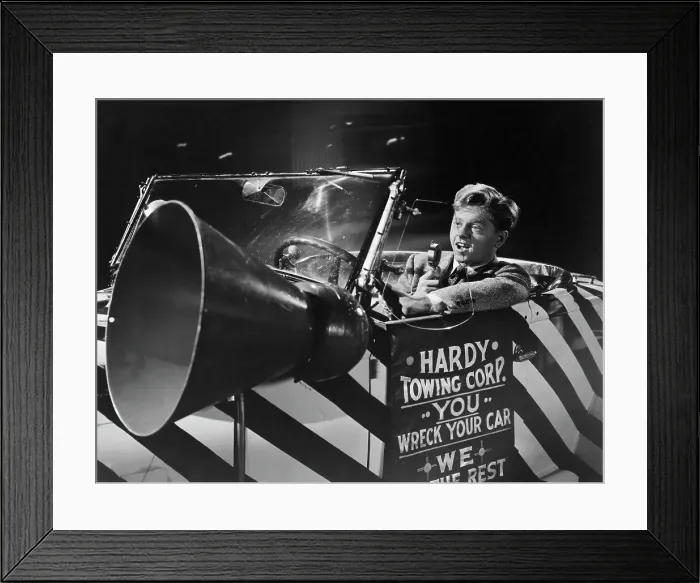 Framed Print : Mickey Rooney Riding in Car Framed Print : Mickey Rooney Riding in Car