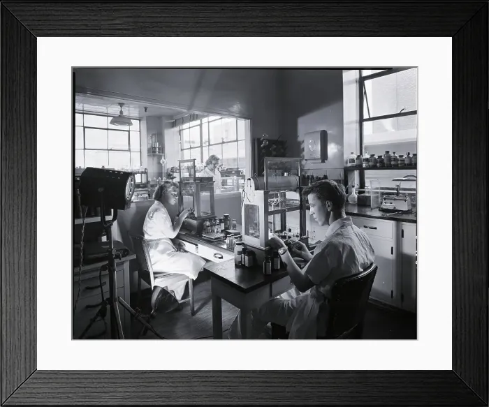 Framed Print : Chemical Lab with People Working