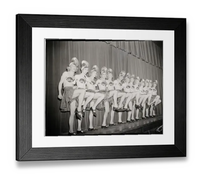 Framed Print : Chorus Line Of Men In Drag On Stage Framed Print : Chorus Line Of Men In Drag On Stage