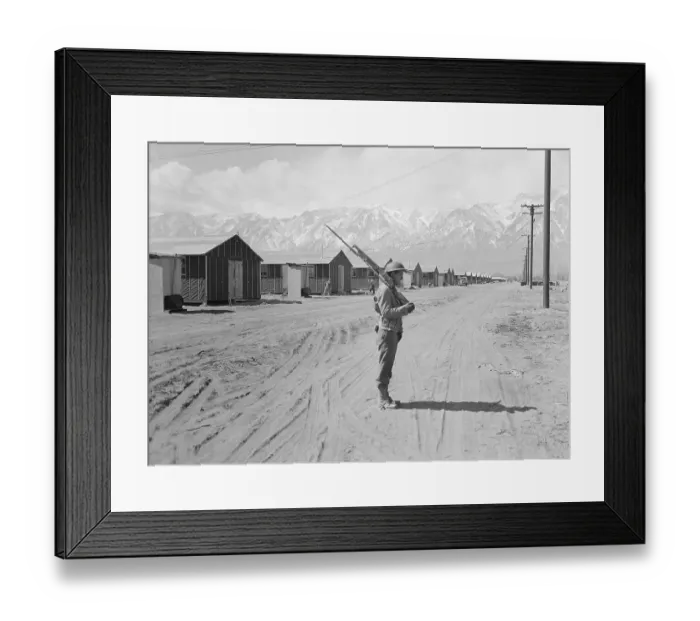 Framed Print : Soldier Guarding Relocation Camp