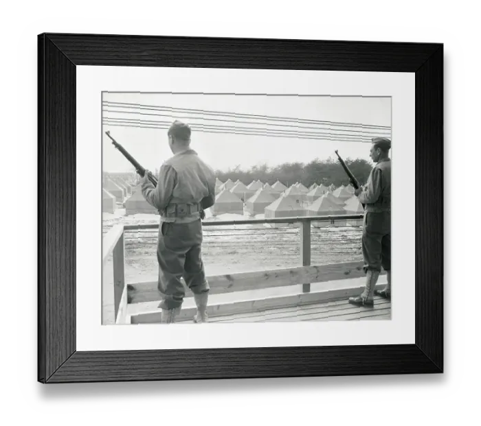 Framed Print : Guards Standing Watch at a Relocation Center Framed Print : Guards Standing Watch at a Relocation Center