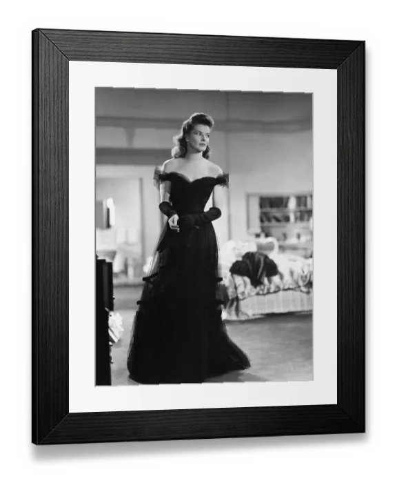 Framed Print : Katharine Hepburn in Black Evening Gown Framed Print : Katharine Hepburn in Black Evening Gown