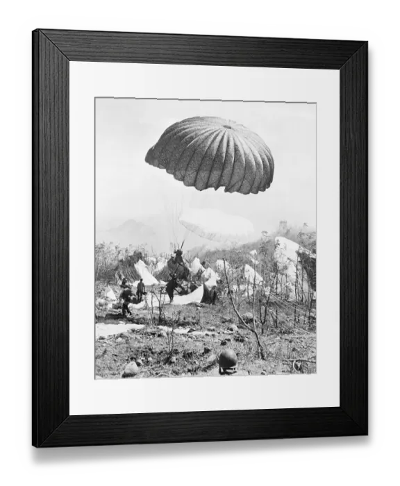 Framed Print : World War II Paratroopers Landing on Corregidor Framed Print : World War II Paratroopers Landing on Corregidor