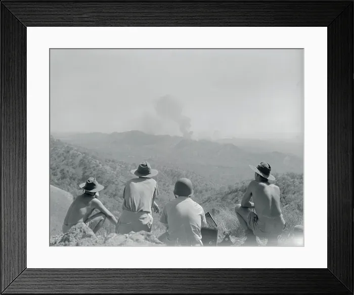 Framed Print : United Nations Lookouts Watching Bomb Droppings Framed Print : United Nations Lookouts Watching Bomb Droppings