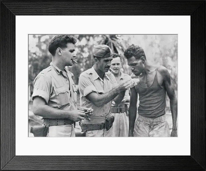 Framed Print : US Soldiers with Aborigine Framed Print : US Soldiers with Aborigine