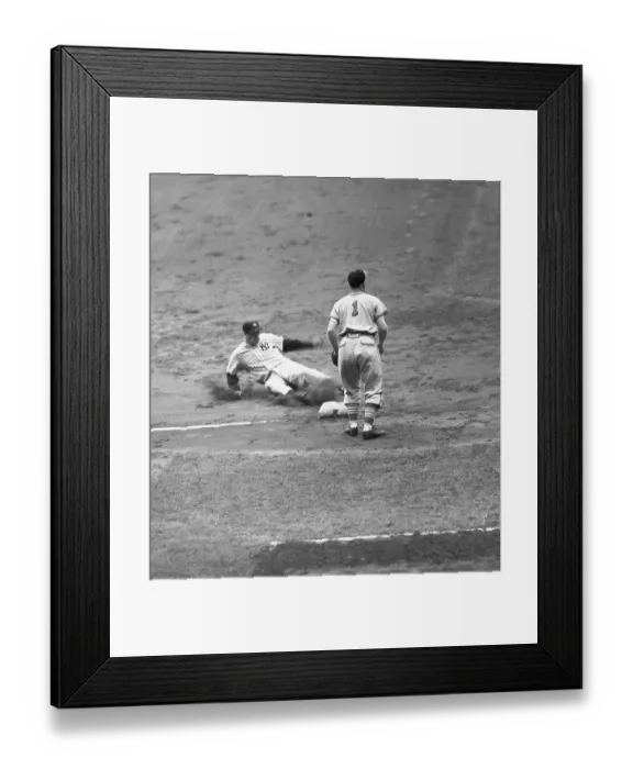 Framed Print : Joe DiMaggio Safely Sliding Into Third Base Framed Print : Joe DiMaggio Safely Sliding Into Third Base
