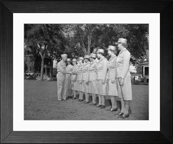 Framed Print : Colonel Don Faith Inspecting Formation of Women Soldiers Framed Print : Colonel Don Faith Inspecting Formation of Women Soldiers