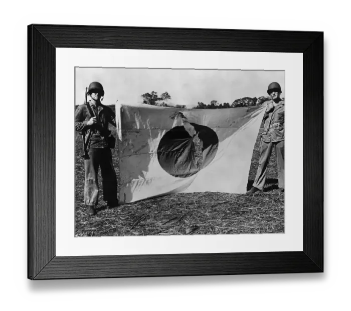 Framed Print : Soldiers Holding Captured Japanese Flag Framed Print : Soldiers Holding Captured Japanese Flag