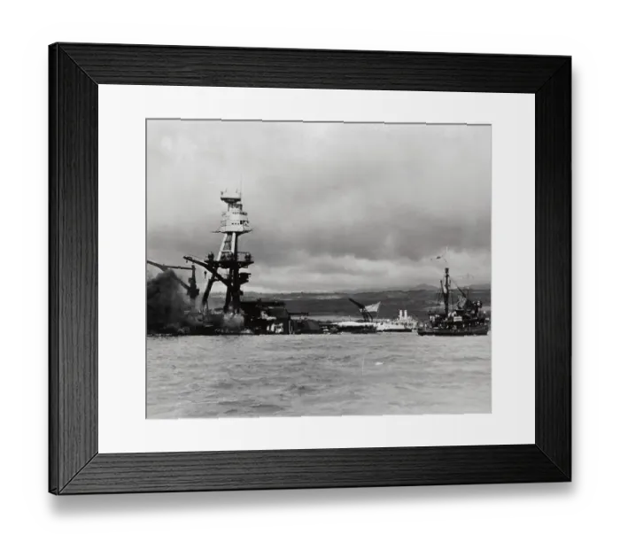 Framed Print : Scene at Pearl Harbor Navy Ship After Attack Framed Print : Scene at Pearl Harbor Navy Ship After Attack