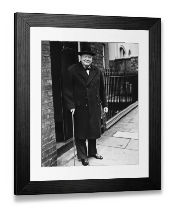 Framed Print : Winston Churchill Posing with Cane Framed Print : Winston Churchill Posing with Cane