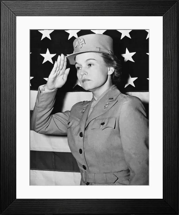 Framed Print : Colonel Oveta Culp Hobby Saluting in Front of Flag Framed Print : Colonel Oveta Culp Hobby Saluting in Front of Flag
