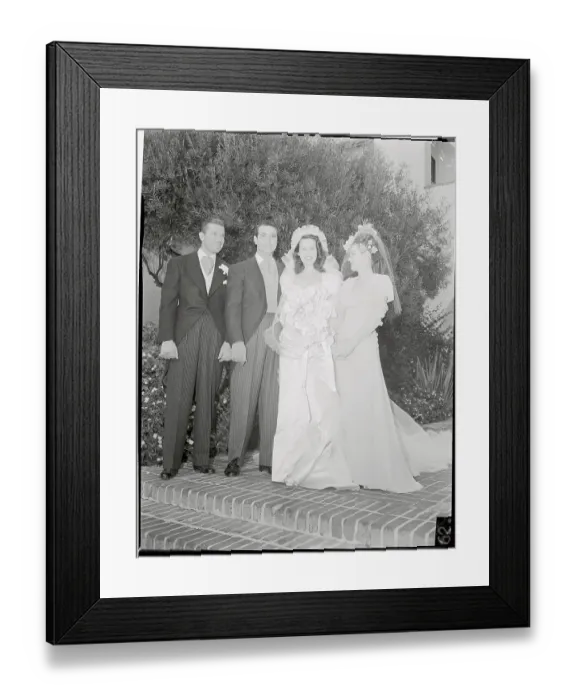 Framed Print : Bruce Cabot, Mr. and Mrs. Pasquale DiCicco and Shirley Cowan Posing for Camera Framed Print : Bruce Cabot, Mr. and Mrs. Pasquale DiCicco and Shirley Cowan Posing for Camera