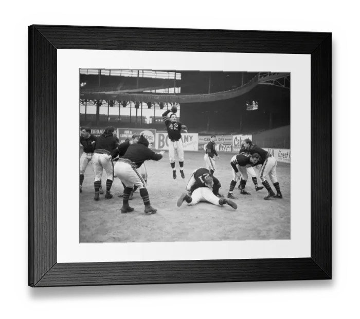 Framed Print : Sid Luckman Jumping in Air to Pass Ball Framed Print : Sid Luckman Jumping in Air to Pass Ball