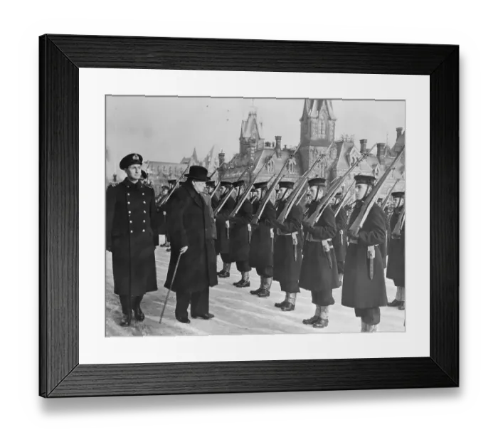 Framed Print : Winston Churchill Passing Soldier Formation Framed Print : Winston Churchill Passing Soldier Formation