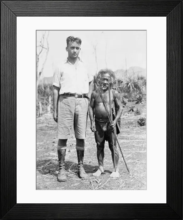 Framed Print : Explorer Carl N. Taylor Posing with Pygmy Chief Framed Print : Explorer Carl N. Taylor Posing with Pygmy Chief