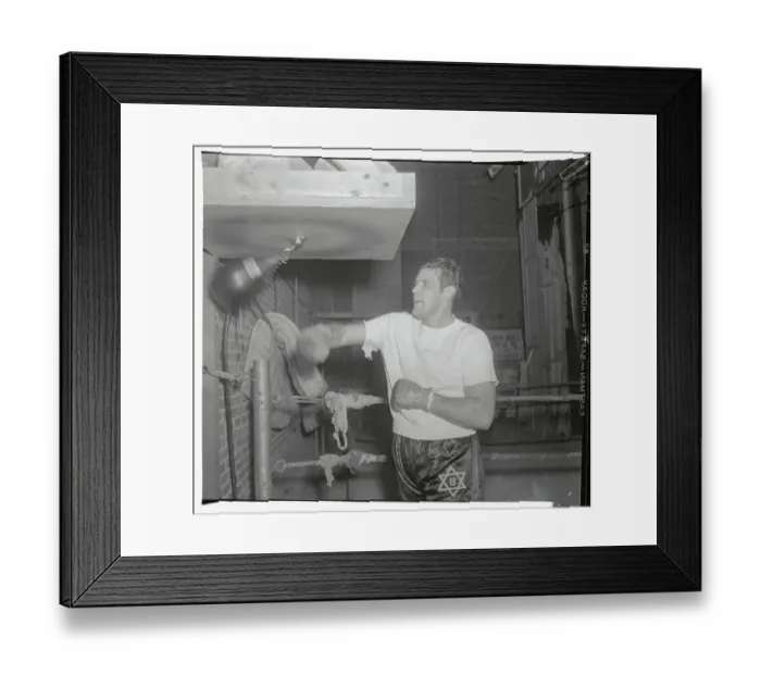Framed Print : Buddy Baer Practicing Boxing Framed Print : Buddy Baer Practicing Boxing