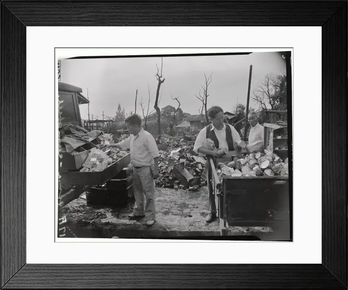 Framed Print : Japanese Merchants Going Through Debris of Bombed out Store Framed Print : Japanese Merchants Going Through Debris of Bombed out Store