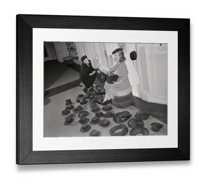 Framed Print : Charm student Trying on Hat Framed Print : Charm student Trying on Hat