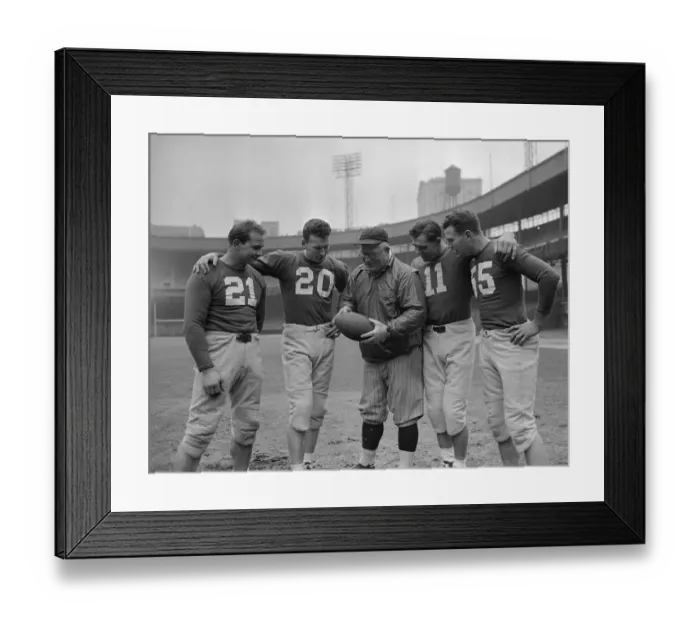 Framed Print : Giants Teammates and Coach Posing on Field Framed Print : Giants Teammates and Coach Posing on Field