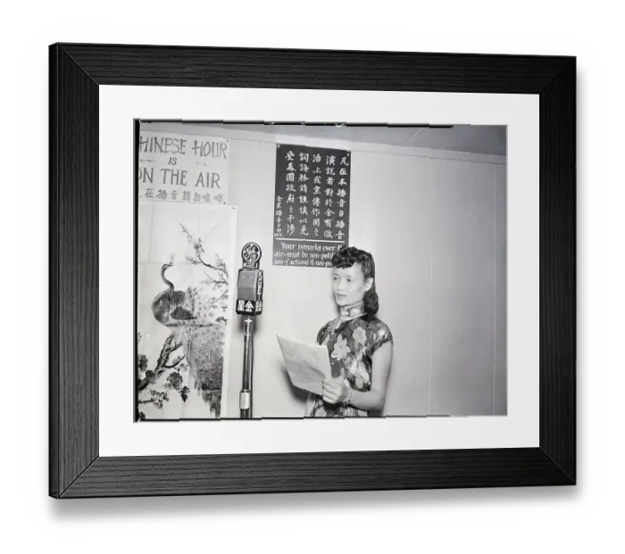 Framed Print : Mrs. Tong Gives Chinese Radio Broadcast Framed Print : Mrs. Tong Gives Chinese Radio Broadcast