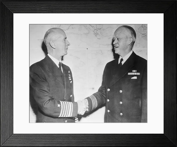 Framed Print : Ernest J King Shaking Hands with Russell Willson Framed Print : Ernest J King Shaking Hands with Russell Willson