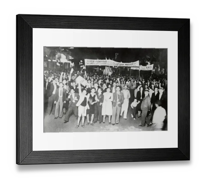 Framed Print : Citizens Marching in Street of Montevideo with Signs Framed Print : Citizens Marching in Street of Montevideo with Signs