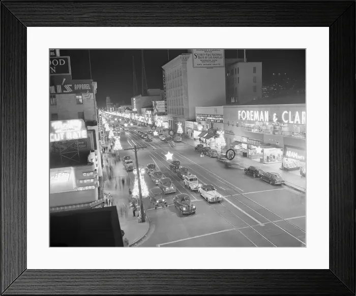 Framed Print : View of Traffic and Pedestrians on Hollywood and Vine Framed Print : View of Traffic and Pedestrians on Hollywood and Vine