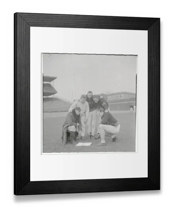Framed Print : Bears Teammates Posing on The Field Framed Print : Bears Teammates Posing on The Field